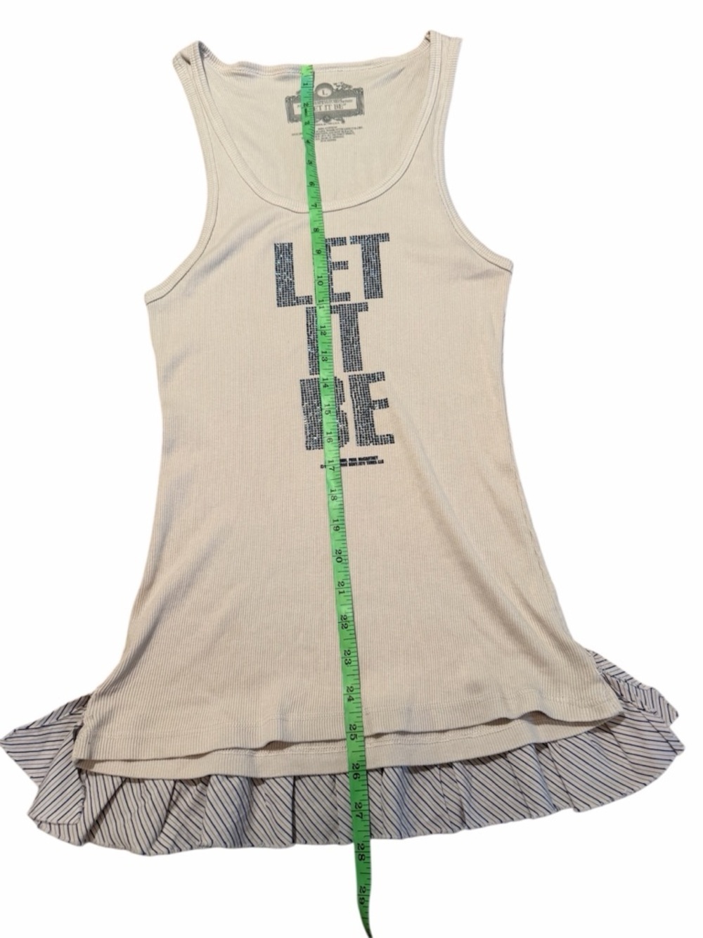 The Beatles Let It Be Womens Tank Rockabilia Rhinestone Graphic Ruffle Hem S M - Picture 5 of 8